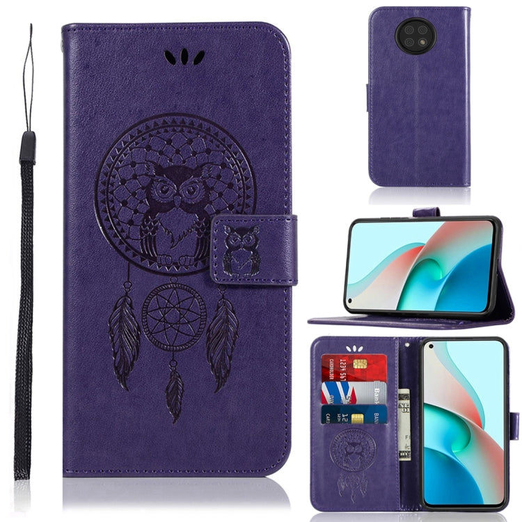 For Xiaomi Redmi Note 9 5G Wind Chime Owl Embossing Pattern Horizontal Flip Leather Case with Holder & Card Slots & Wallet