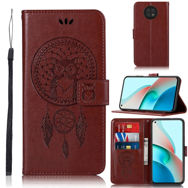 For Xiaomi Redmi Note 9 5G Wind Chime Owl Embossing Pattern Horizontal Flip Leather Case with Holder & Card Slots & Wallet