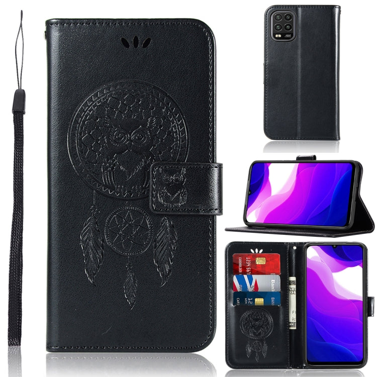 For Xiaomi Mi 10 Lite 5G Wind Chime Owl Embossing Pattern Horizontal Flip Leather Case with Holder & Card Slots & Wallet