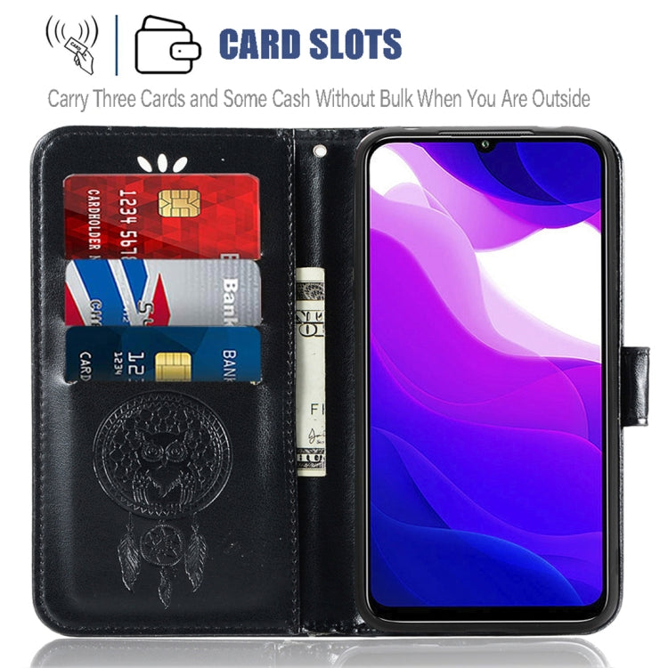 For Xiaomi Mi 10 Lite 5G Wind Chime Owl Embossing Pattern Horizontal Flip Leather Case with Holder & Card Slots & Wallet