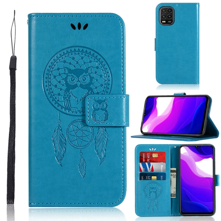 For Xiaomi Mi 10 Lite 5G Wind Chime Owl Embossing Pattern Horizontal Flip Leather Case with Holder & Card Slots & Wallet