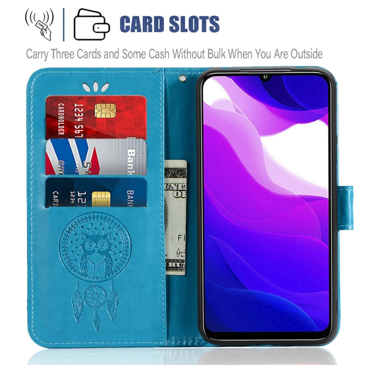 For Xiaomi Mi 10 Lite 5G Wind Chime Owl Embossing Pattern Horizontal Flip Leather Case with Holder & Card Slots & Wallet