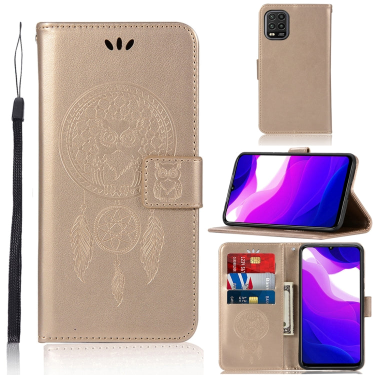 For Xiaomi Mi 10 Lite 5G Wind Chime Owl Embossing Pattern Horizontal Flip Leather Case with Holder & Card Slots & Wallet
