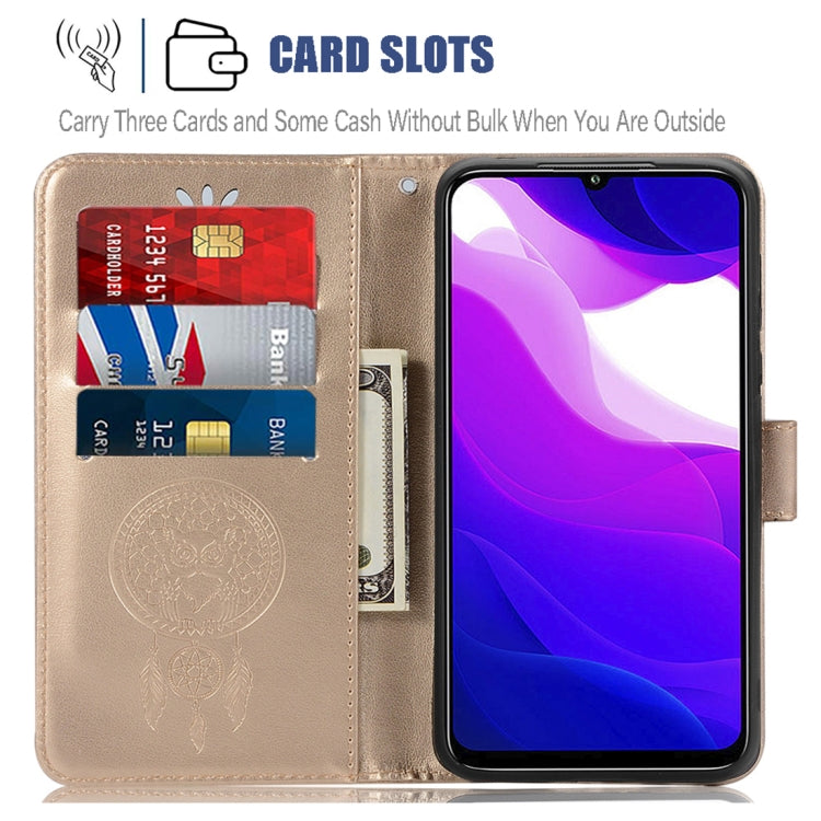 For Xiaomi Mi 10 Lite 5G Wind Chime Owl Embossing Pattern Horizontal Flip Leather Case with Holder & Card Slots & Wallet