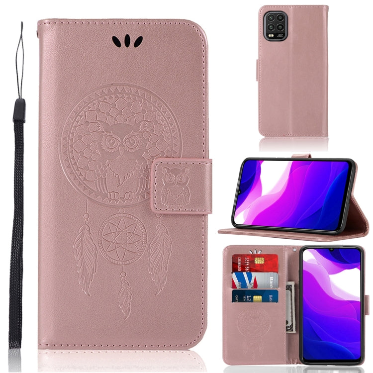 For Xiaomi Mi 10 Lite 5G Wind Chime Owl Embossing Pattern Horizontal Flip Leather Case with Holder & Card Slots & Wallet