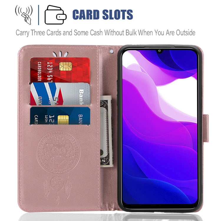 For Xiaomi Mi 10 Lite 5G Wind Chime Owl Embossing Pattern Horizontal Flip Leather Case with Holder & Card Slots & Wallet