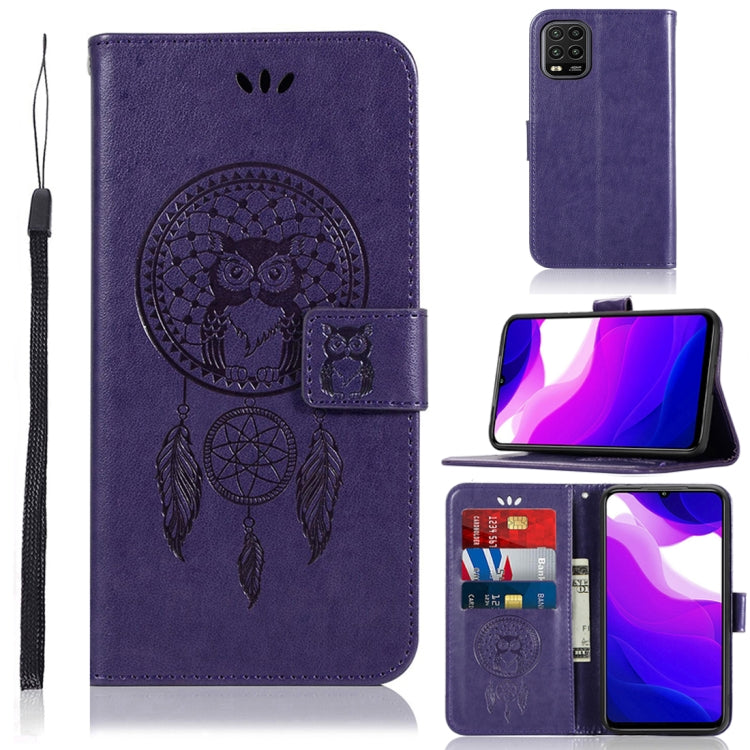 For Xiaomi Mi 10 Lite 5G Wind Chime Owl Embossing Pattern Horizontal Flip Leather Case with Holder & Card Slots & Wallet