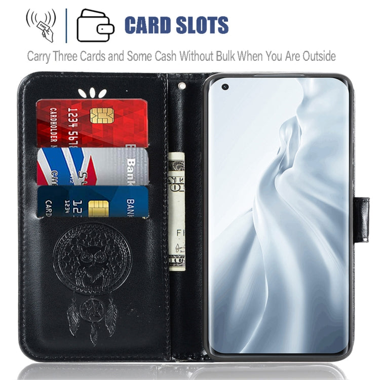 For Xiaomi Mi 11 Wind Chime Owl Embossing Pattern Horizontal Flip Leather Case with Holder & Card Slots & Wallet