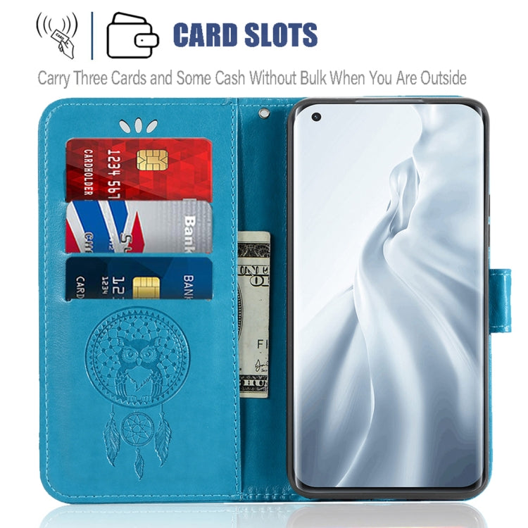 For Xiaomi Mi 11 Wind Chime Owl Embossing Pattern Horizontal Flip Leather Case with Holder & Card Slots & Wallet
