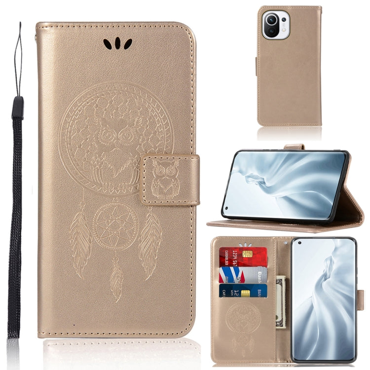 For Xiaomi Mi 11 Wind Chime Owl Embossing Pattern Horizontal Flip Leather Case with Holder & Card Slots & Wallet