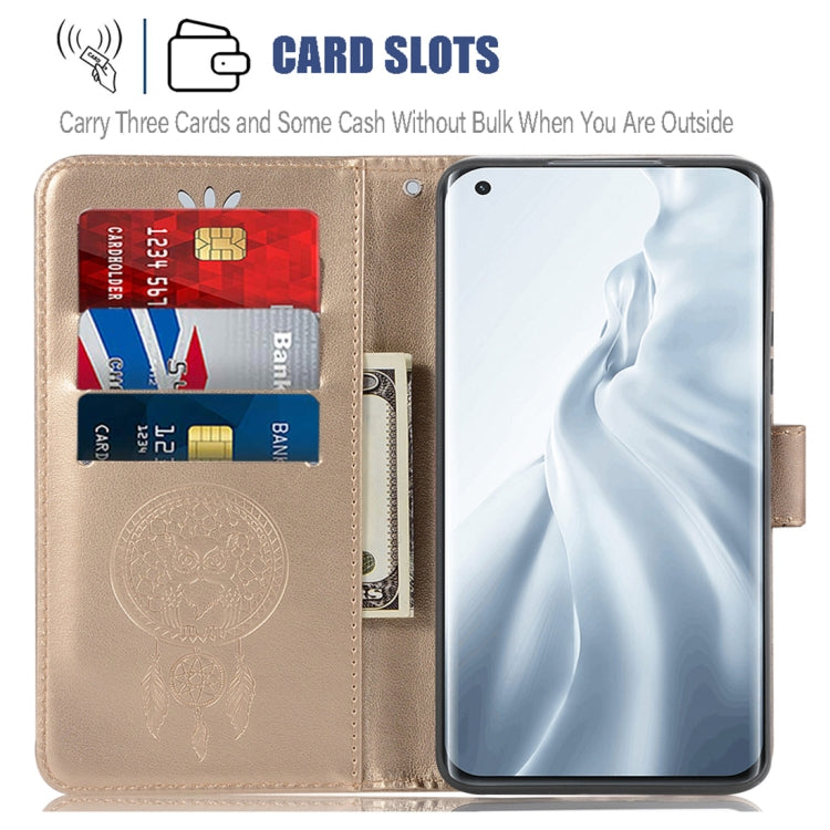 For Xiaomi Mi 11 Wind Chime Owl Embossing Pattern Horizontal Flip Leather Case with Holder & Card Slots & Wallet