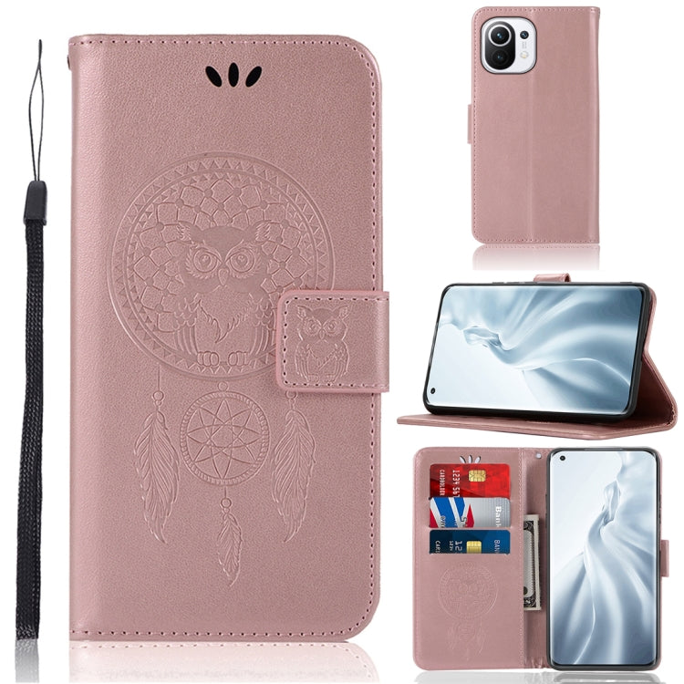 For Xiaomi Mi 11 Wind Chime Owl Embossing Pattern Horizontal Flip Leather Case with Holder & Card Slots & Wallet
