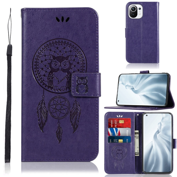 For Xiaomi Mi 11 Wind Chime Owl Embossing Pattern Horizontal Flip Leather Case with Holder & Card Slots & Wallet