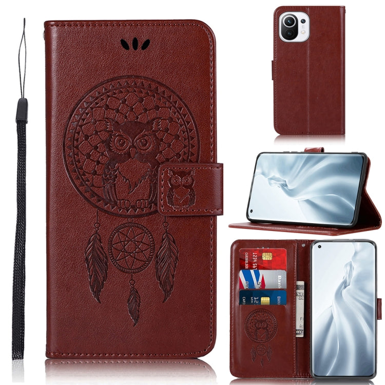For Xiaomi Mi 11 Wind Chime Owl Embossing Pattern Horizontal Flip Leather Case with Holder & Card Slots & Wallet