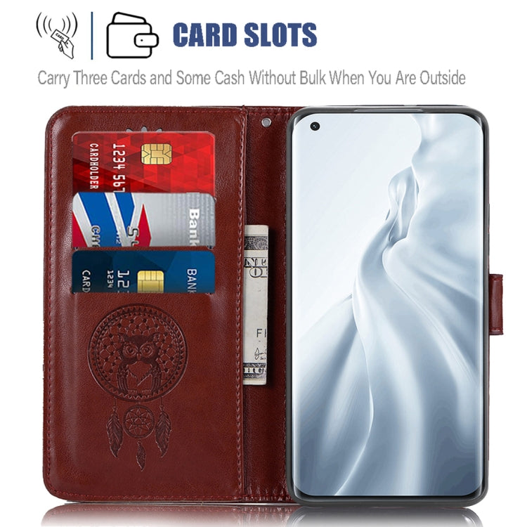 For Xiaomi Mi 11 Wind Chime Owl Embossing Pattern Horizontal Flip Leather Case with Holder & Card Slots & Wallet