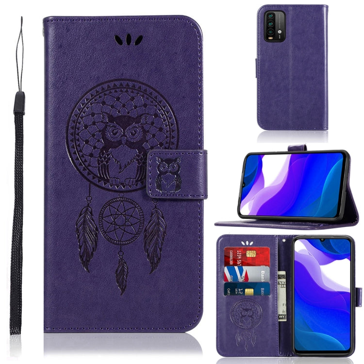 For Xiaomi Poco M3 Wind Chime Owl Embossing Pattern Horizontal Flip Leather Case with Holder & Card Slots & Wallet