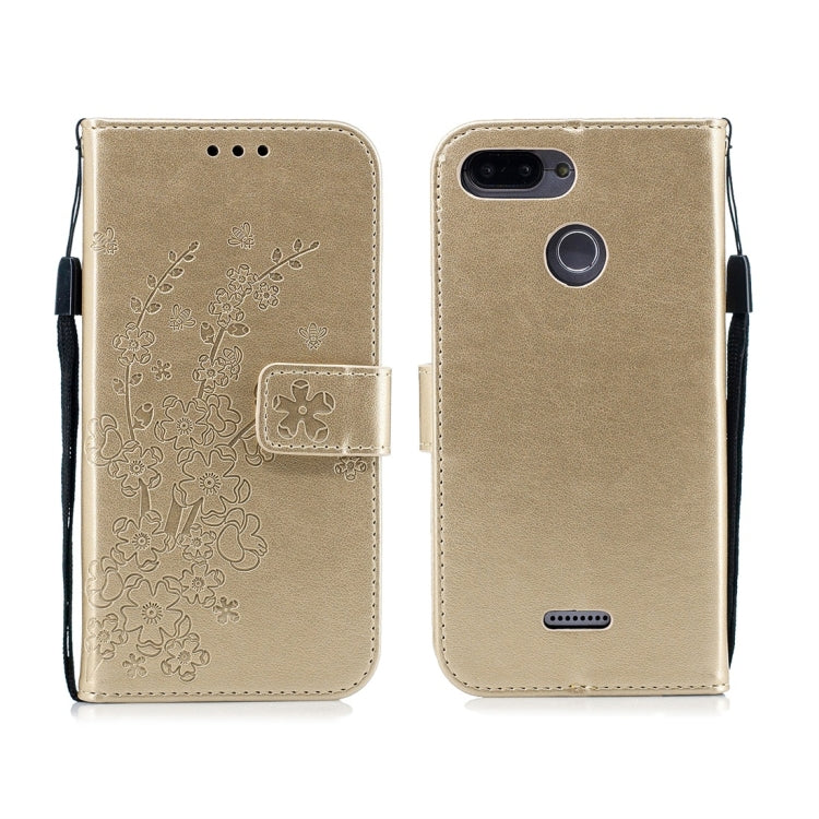 For Xiaomi Redmi 6 Plum Flowers Pattern Horizontal Flip Leather Case with Holder & Card Slots & Wallet & Lanyard