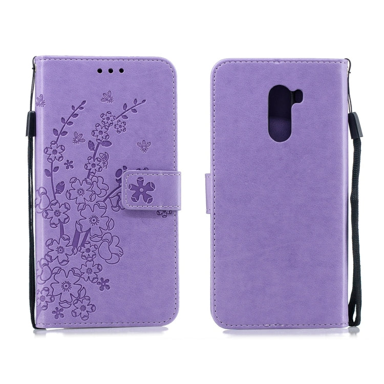 For Xiaomi Pocophone F1 Plum Flowers Pattern Horizontal Flip Leather Case with Holder & Card Slots & Wallet & Lanyard