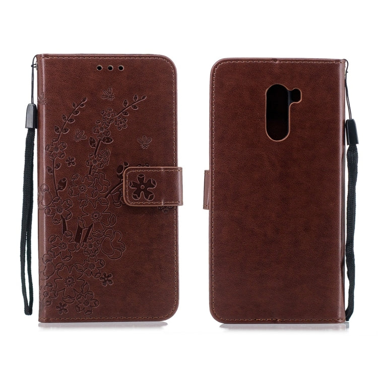 For Xiaomi Pocophone F1 Plum Flowers Pattern Horizontal Flip Leather Case with Holder & Card Slots & Wallet & Lanyard