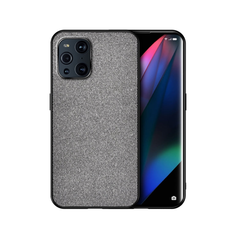 For OPPO Find X3 Shockproof Splicing PU + Cloth Protective Case