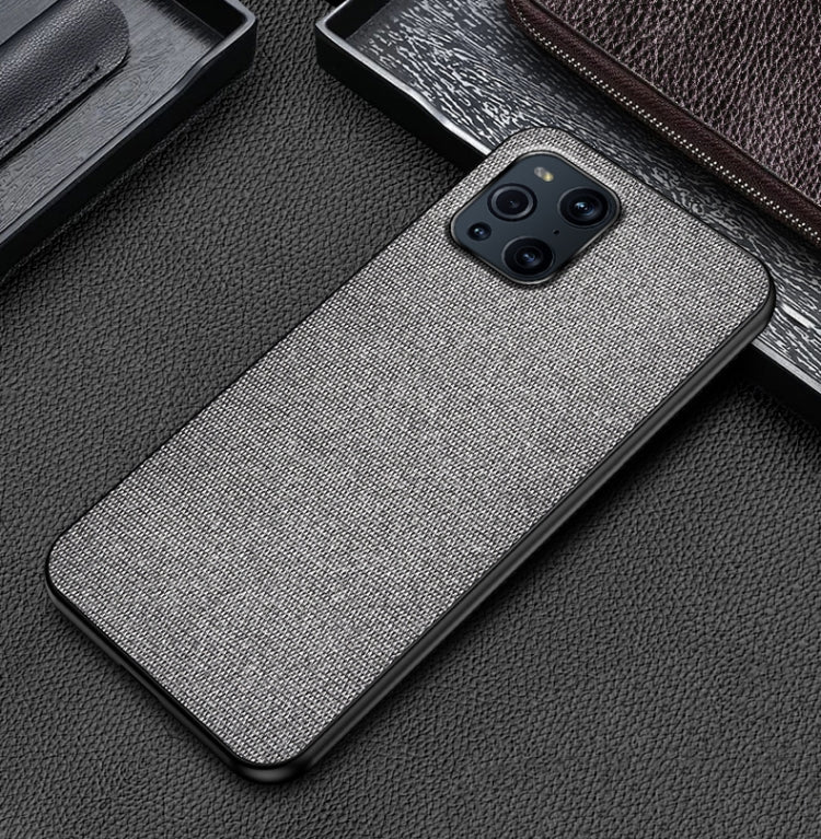 For OPPO Find X3 Shockproof Splicing PU + Cloth Protective Case