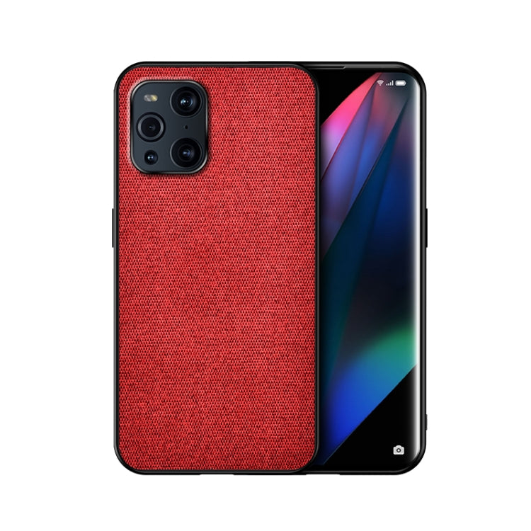 For OPPO Find X3 Shockproof Splicing PU + Cloth Protective Case