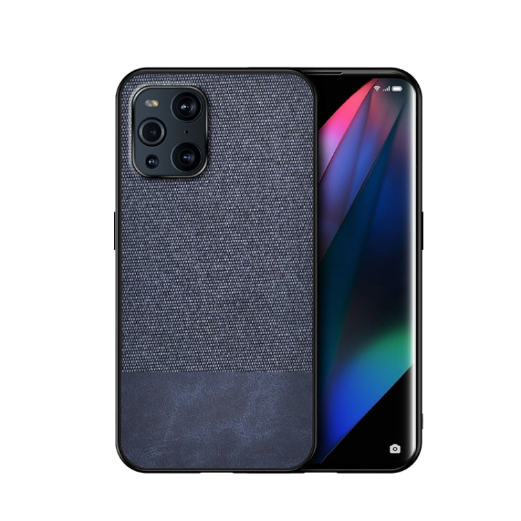 For OPPO Find X3 Shockproof Splicing PU + Cloth Protective Case