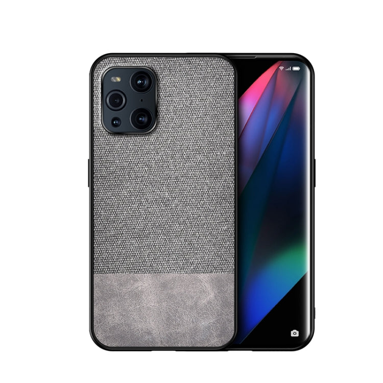 For OPPO Find X3 Shockproof Splicing PU + Cloth Protective Case