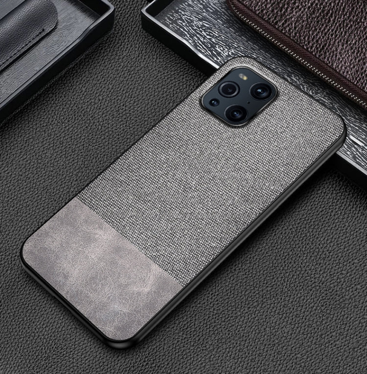 For OPPO Find X3 Shockproof Splicing PU + Cloth Protective Case