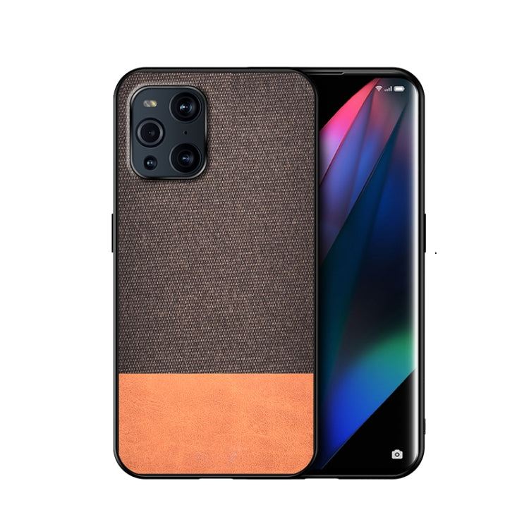 For OPPO Find X3 Shockproof Splicing PU + Cloth Protective Case