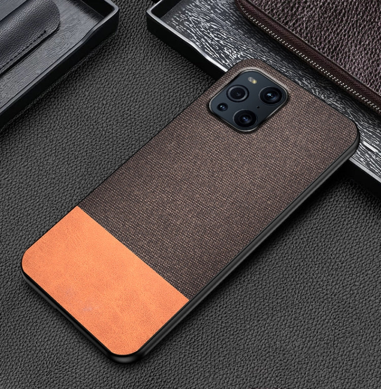 For OPPO Find X3 Shockproof Splicing PU + Cloth Protective Case