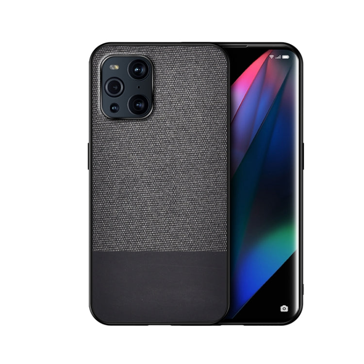 For OPPO Find X3 Shockproof Splicing PU + Cloth Protective Case