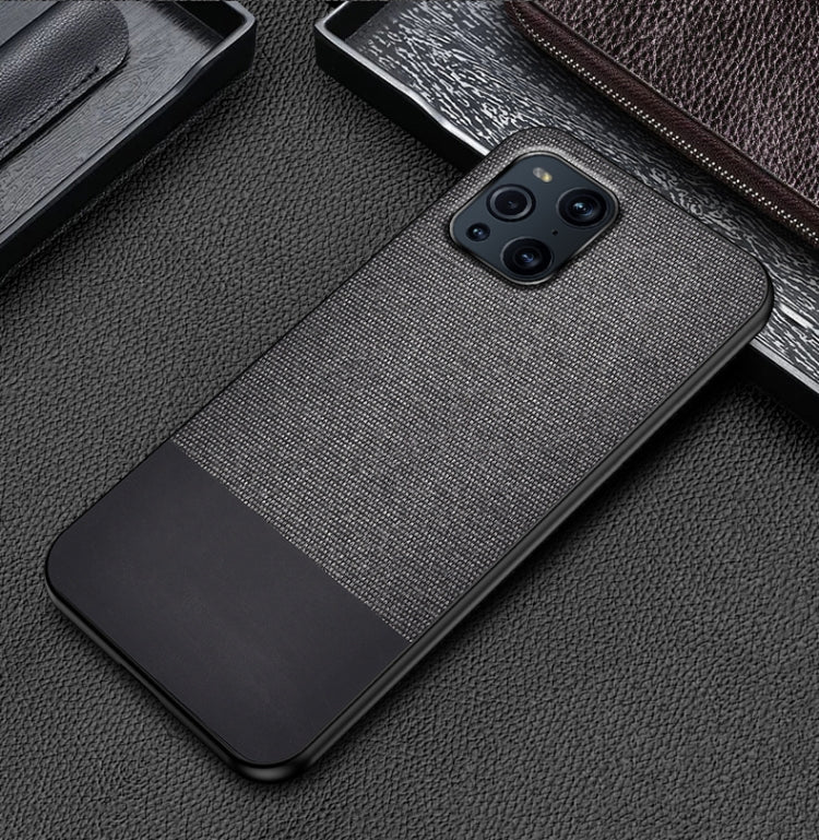 For OPPO Find X3 Shockproof Splicing PU + Cloth Protective Case