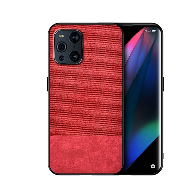 For OPPO Find X3 Shockproof Splicing PU + Cloth Protective Case
