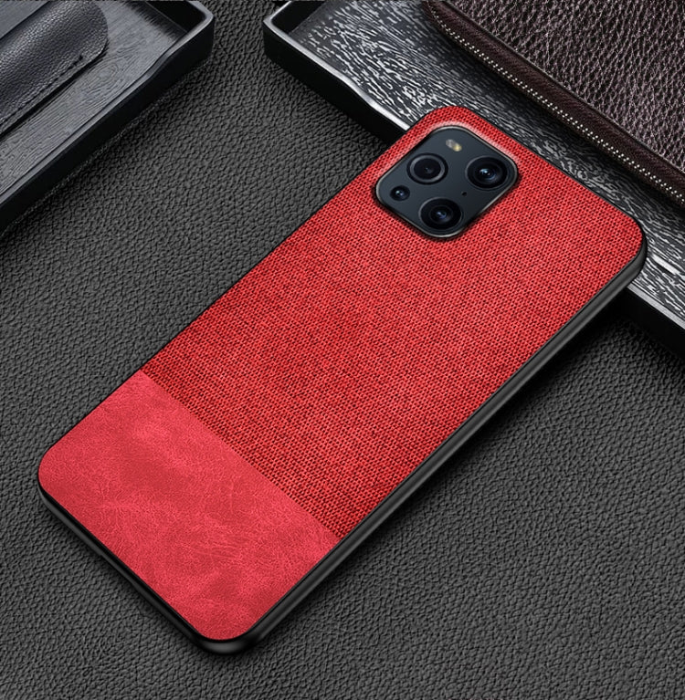 For OPPO Find X3 Shockproof Splicing PU + Cloth Protective Case