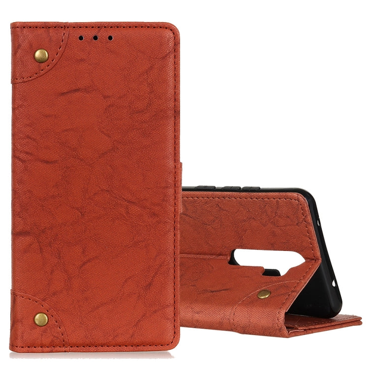 For OPPO A9 (2020) Copper Buckle Retro Crazy Horse Texture Horizontal Flip Leather Case with Holder & Card Slots & Wallet