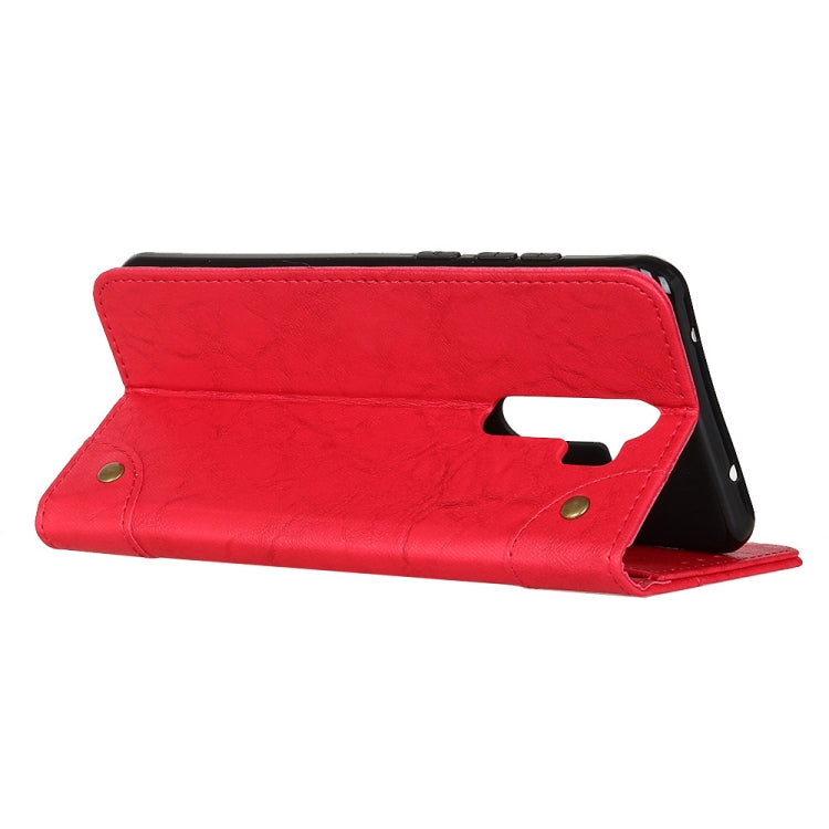 For OPPO A9 (2020) Copper Buckle Retro Crazy Horse Texture Horizontal Flip Leather Case with Holder & Card Slots & Wallet