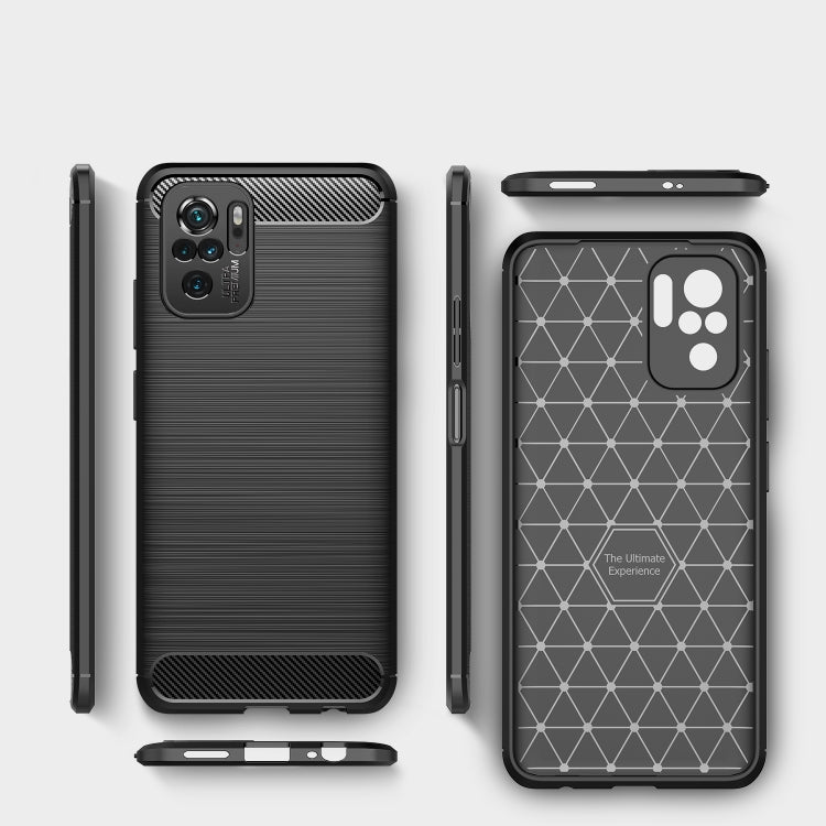 For Xiaomi Redmi Note 10 4G / Note 10S Brushed Texture Carbon Fiber TPU Case