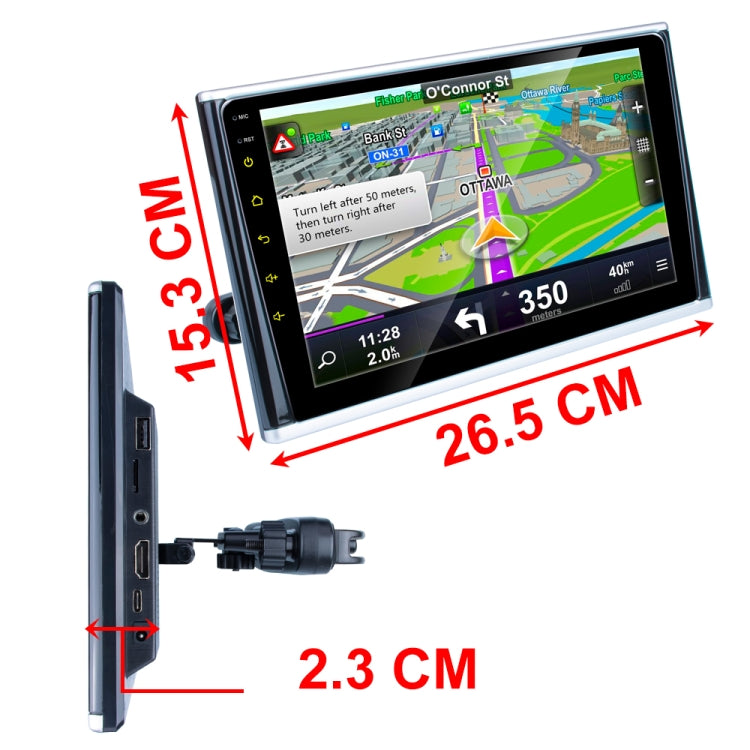 10 inch Car Rear Row HD External Headrest Multimedia Navigation System Suppot Phonelink + Speaker + FM Transimitter + WiFi + 4G