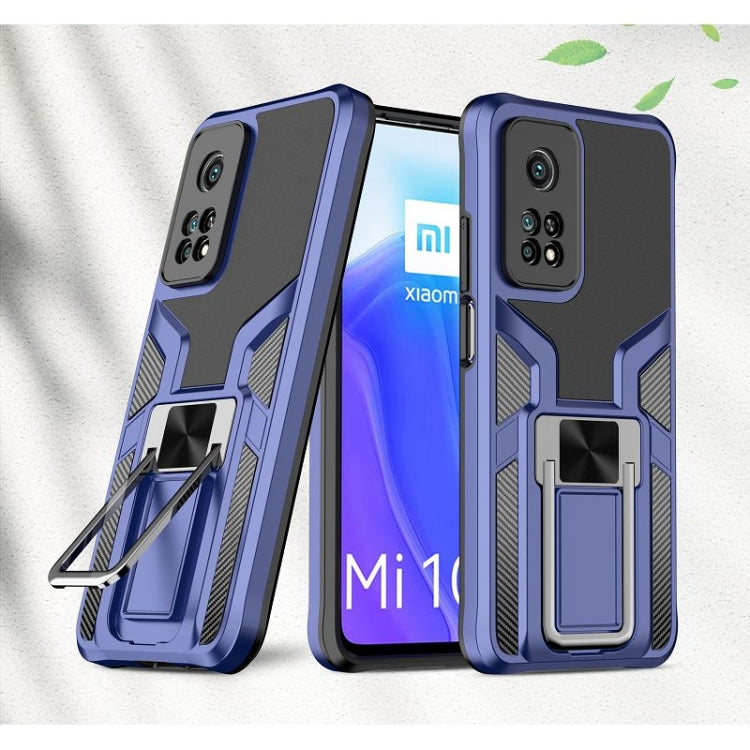 For Xiaomi Mi 10T Pro 5G Armor 2 in 1 PC + TPU Magnetic Shockproof Case with Foldable Holder