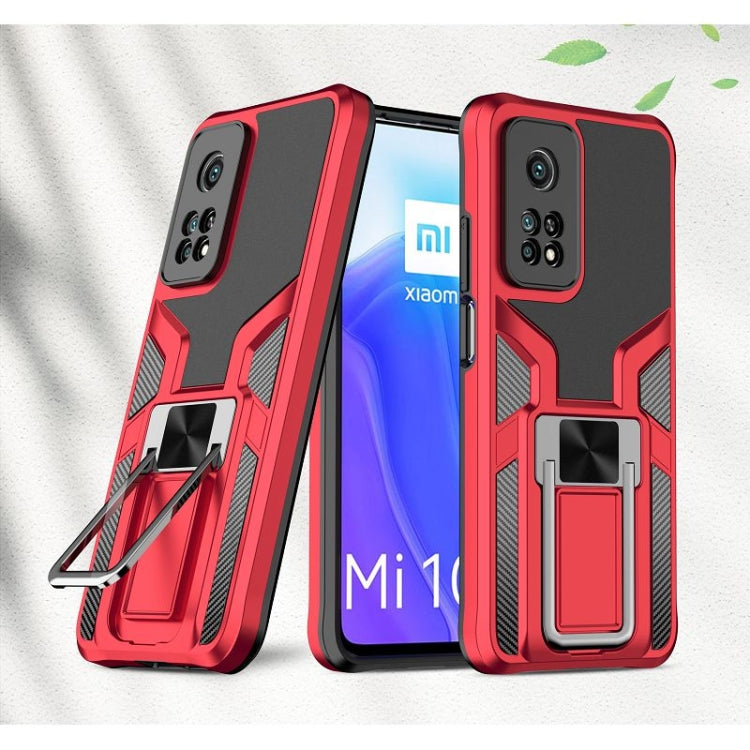 For Xiaomi Mi 10T Pro 5G Armor 2 in 1 PC + TPU Magnetic Shockproof Case with Foldable Holder