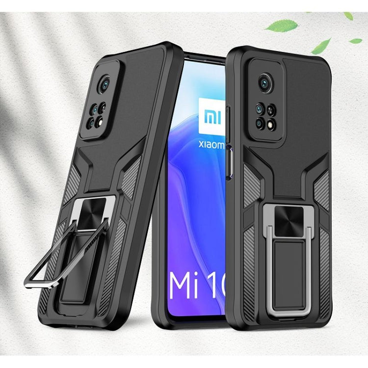 For Xiaomi Mi 10T Pro 5G Armor 2 in 1 PC + TPU Magnetic Shockproof Case with Foldable Holder