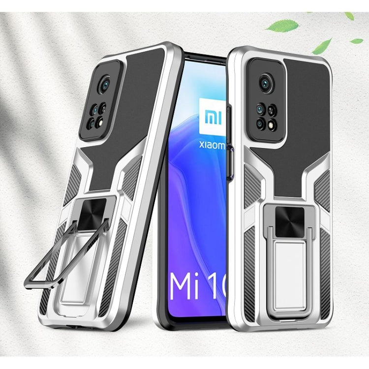 For Xiaomi Mi 10T Pro 5G Armor 2 in 1 PC + TPU Magnetic Shockproof Case with Foldable Holder