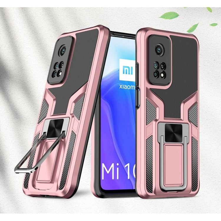 For Xiaomi Mi 10T Pro 5G Armor 2 in 1 PC + TPU Magnetic Shockproof Case with Foldable Holder