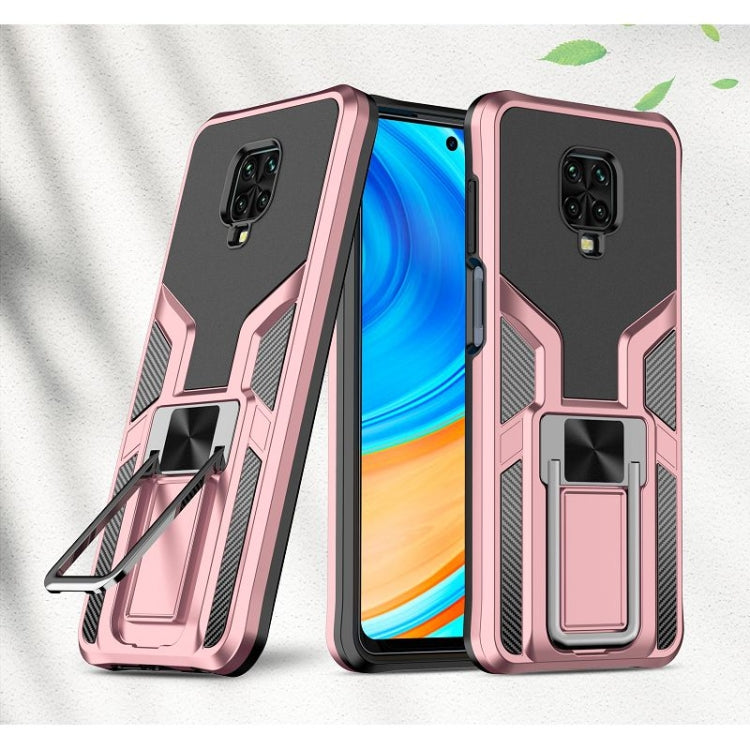 For Xiaomi Redmi Note 9 Pro Armor 2 in 1 PC + TPU Magnetic Shockproof Case with Foldable Holder
