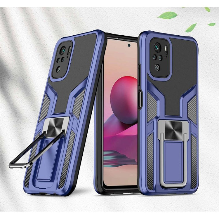 For Xiaomi Redmi Note 10 Armor 2 in 1 PC + TPU Magnetic Shockproof Case with Foldable Holder