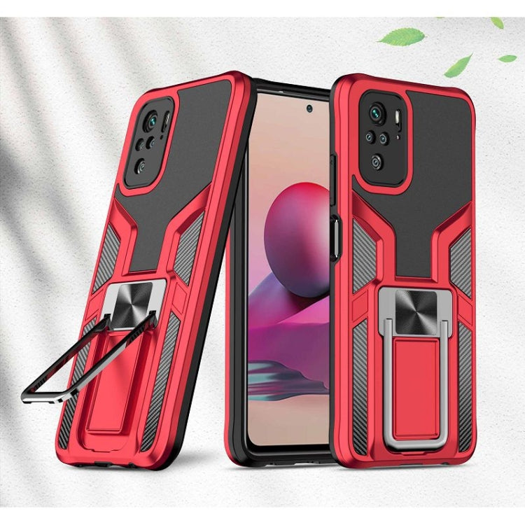 For Xiaomi Redmi Note 10 Armor 2 in 1 PC + TPU Magnetic Shockproof Case with Foldable Holder