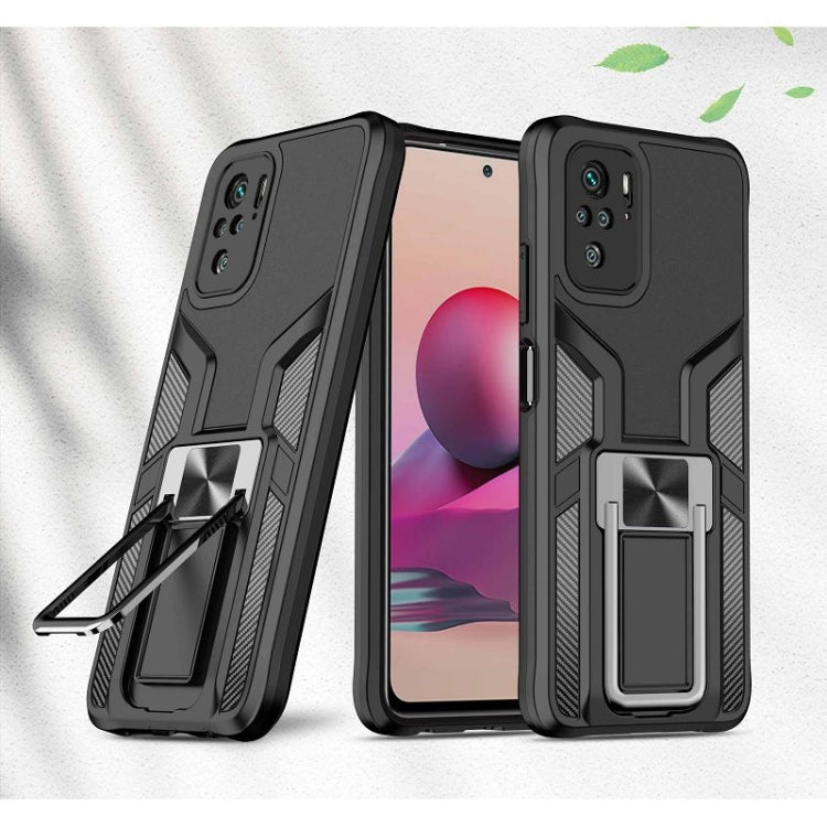For Xiaomi Redmi Note 10 Armor 2 in 1 PC + TPU Magnetic Shockproof Case with Foldable Holder