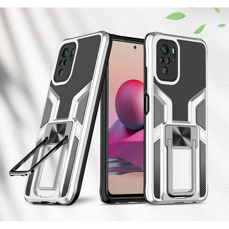 For Xiaomi Redmi Note 10 Armor 2 in 1 PC + TPU Magnetic Shockproof Case with Foldable Holder