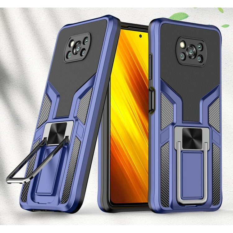 For Xiaomi Poco X3 NFC Armor 2 in 1 PC + TPU Magnetic Shockproof Case with Foldable Holder